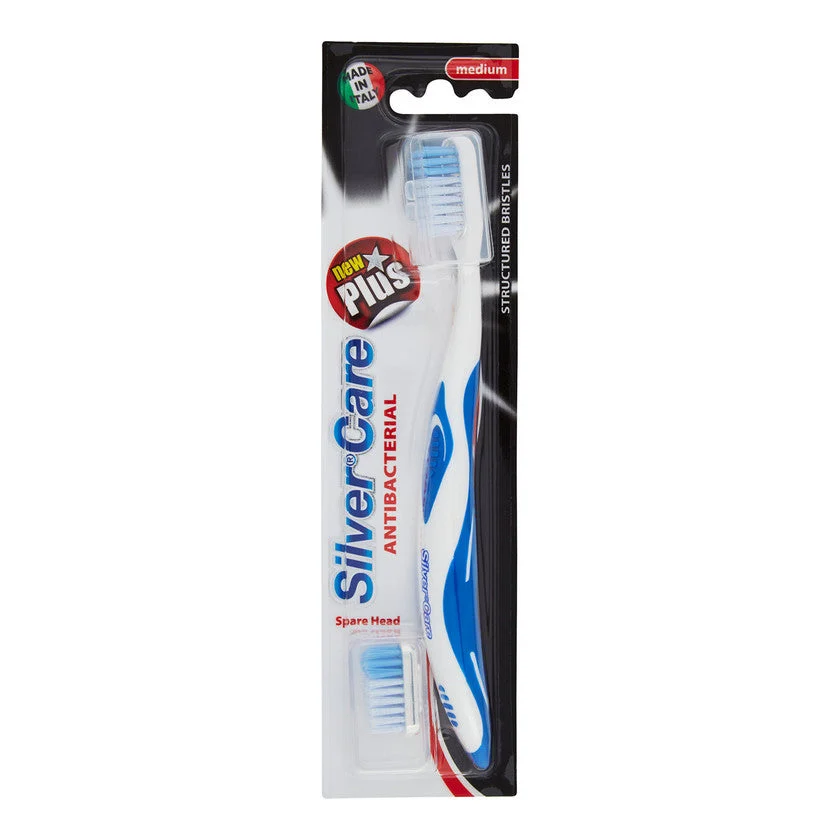 Silver care New Plus Antibacterial Medium + 1 Spare Head 1 unità