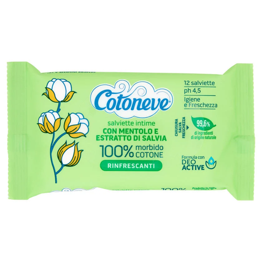 Cotoneve Salviette Intime Con Mentolo E Estratto Di Salvia Rinfrescanti 12 Pz 1 unità