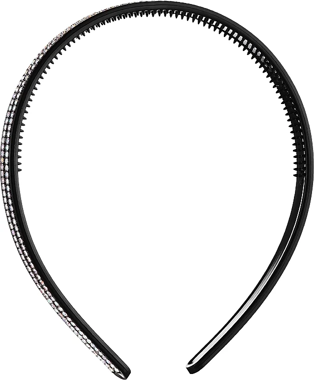 Cerchietto per capelli, 26195+1, nero con pietre argentate
