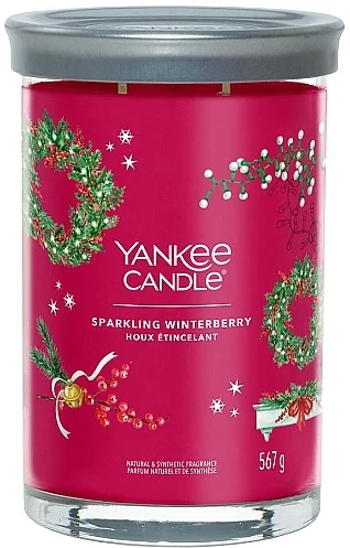 Candela profumata in bicchiere "Sparkling Winterberry", 2 stoppini