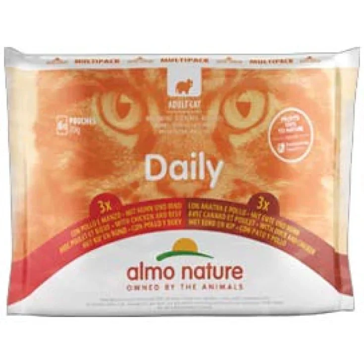 Almo Nature Daily Menu Gatto Multipack Pollo Manzo E Pollo Anatra - 6 Bustine Da 70Gr.