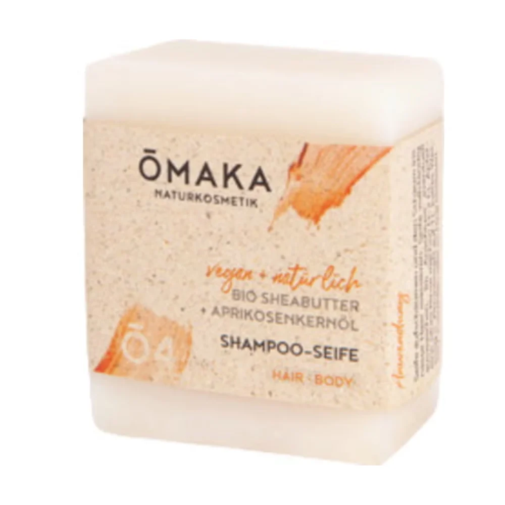 Ōmaka naturkosmetik Ō3 Shampoo-Sapone Burro di Karitè Bio e Olio di Nocciolo di Albicocca, 100 g