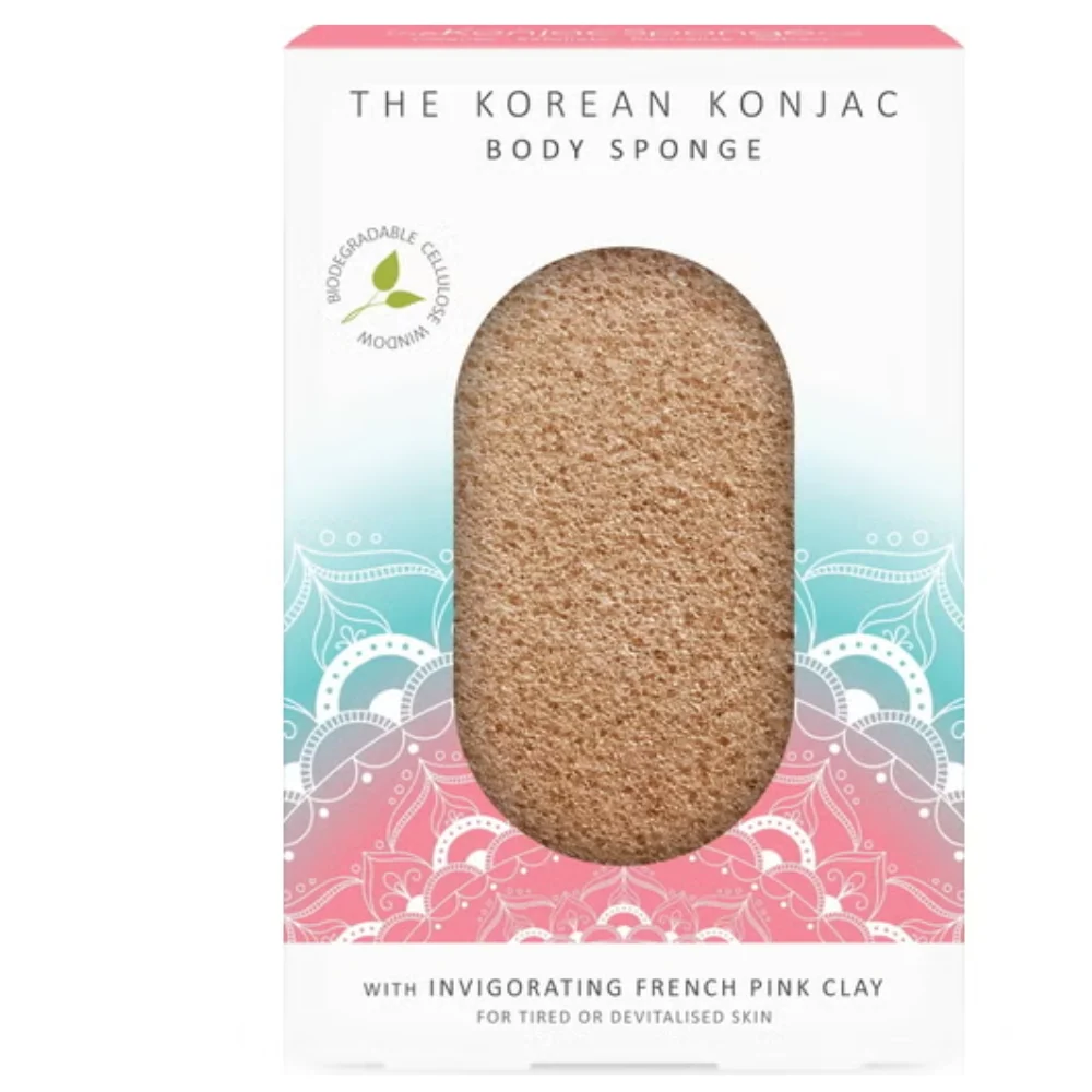 The konjac sponge company La mandala spugna per il corpo in argilla rosa