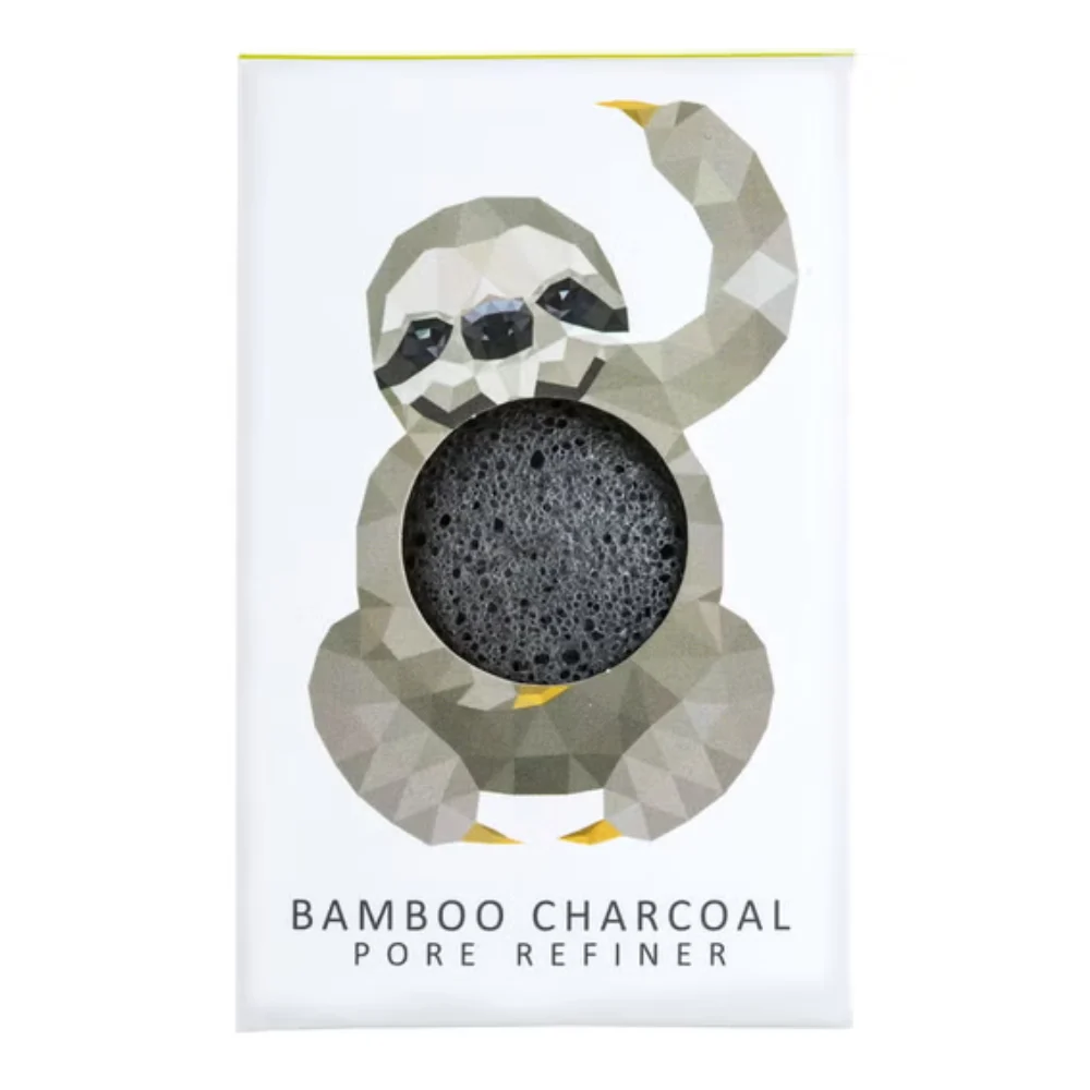 The konjac sponge company Mini Puff Faccia Bradipo della Foresta Pluviale con Carbone di Bambù