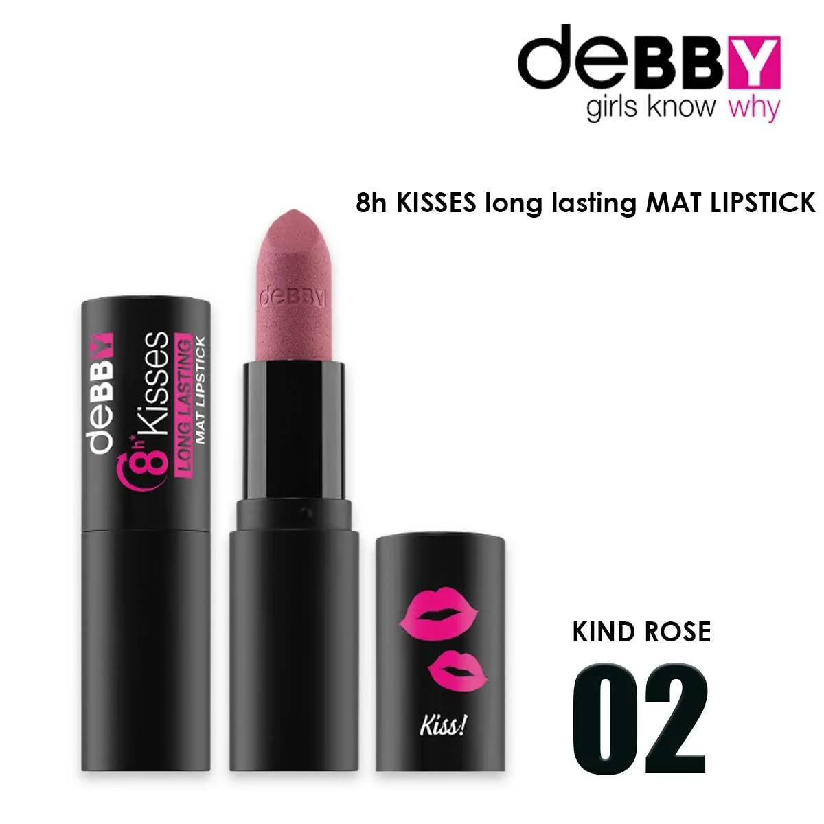 Debby rossetto lunga durata mat 8h kisses 02 kind rose