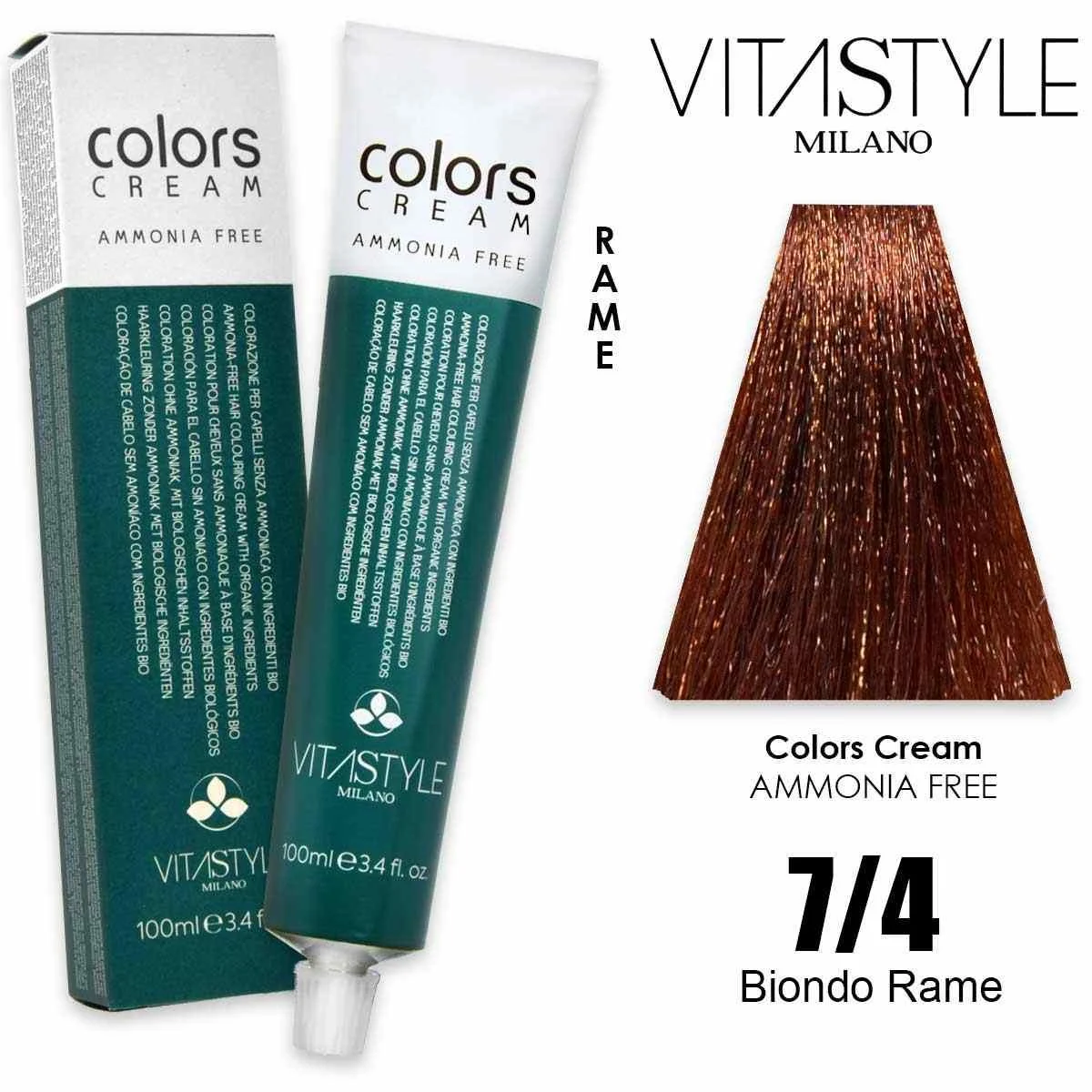 Vitastyle Tinta capelli in crema senza ammoniaca 100 ml 7.4