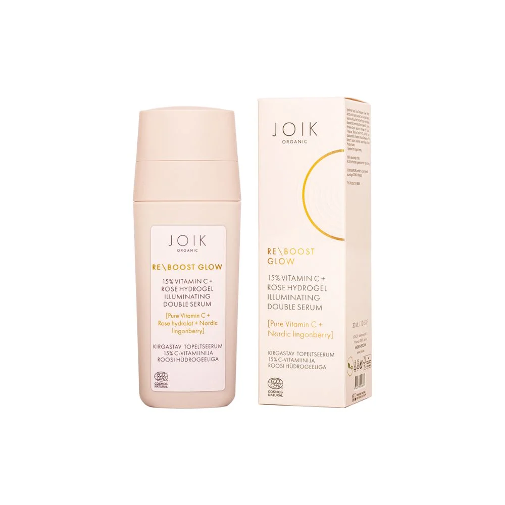 Joik organic Re-Boost Glow 15% C-Vitamin + Rose Hydrogel Siero doppio illuminante 30 ml