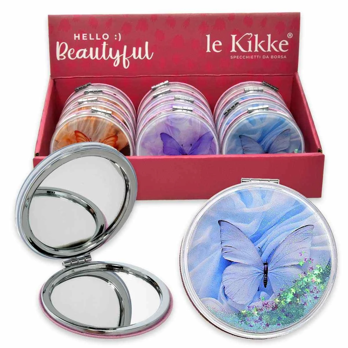 Le kikke specchietto da borsa farfalla