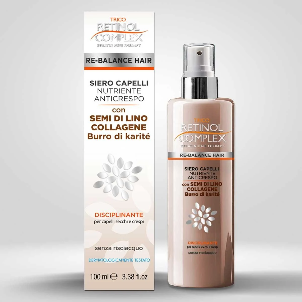Retinol complex siero capelli anticrespo semi di collagene e burro di karitè 100ml