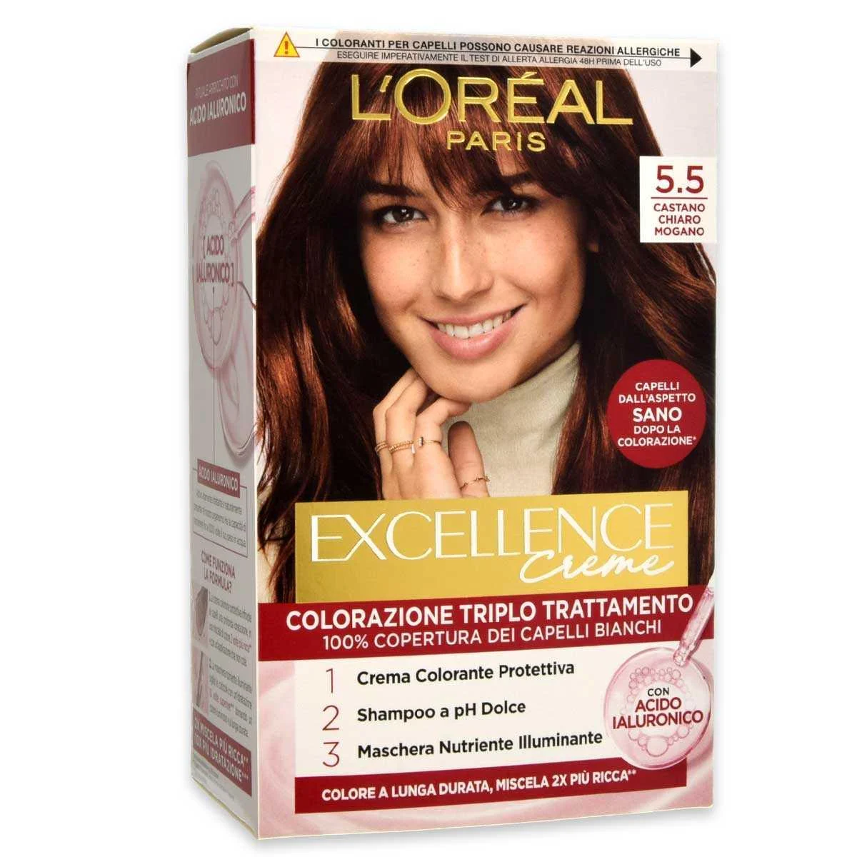 L'oreal colorazione triplo trattamento excellence n 5.5 castano chiaro mogano