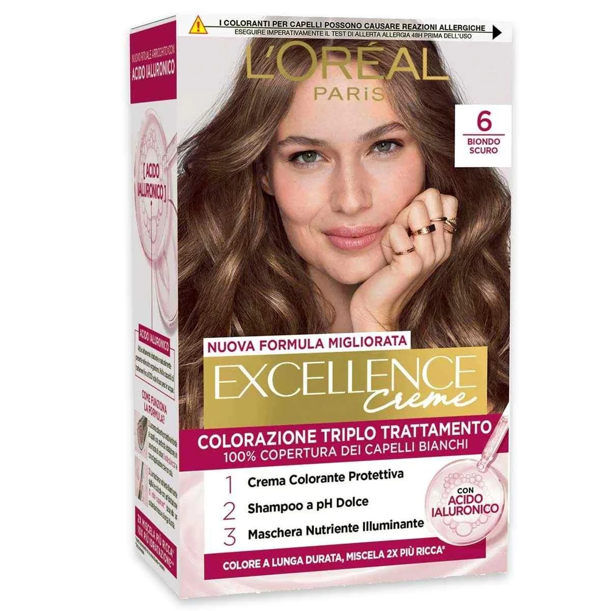L'oreal colorazione triplo trattamento excellence n 6 biondo scuro