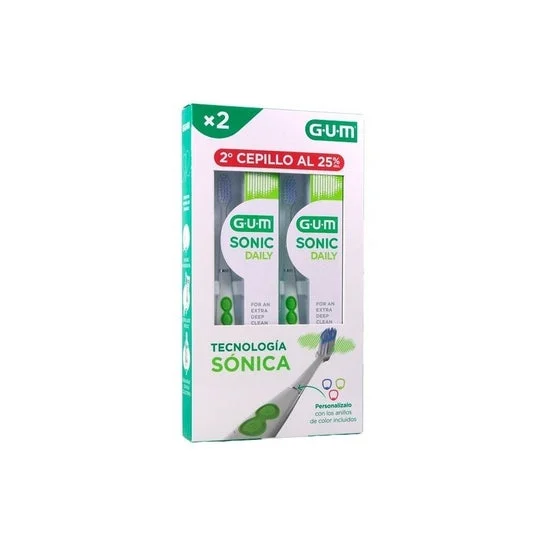 GUM Pack Sonic Daily Cepillo Eléctrico Blanco 2uds
