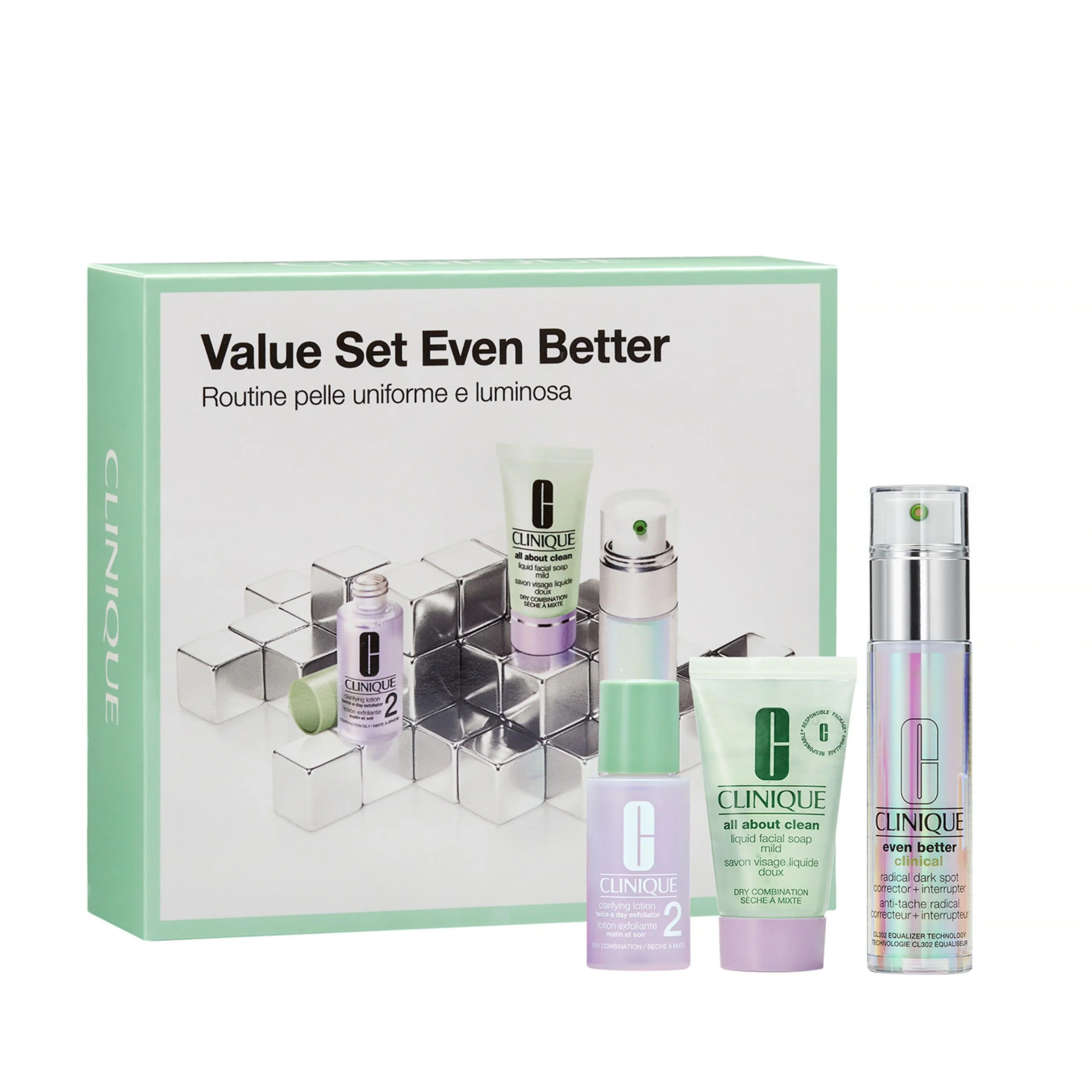Cofanetto Even Better Value Set, per una pelle luminosa e dall'aspetto più uniforme.
