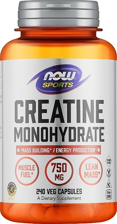 Monoidrato di creatina, 750 mg, 120 capsule vegetali