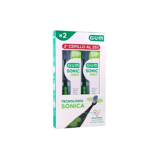 GUM Pack Sonic Daily Cepillo Eléctrico Negro 2uds
