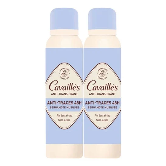 Cavaillès Déodorant Anti-Transpirant Anti-Traces 48h Bergamote Spray 2x150 ml