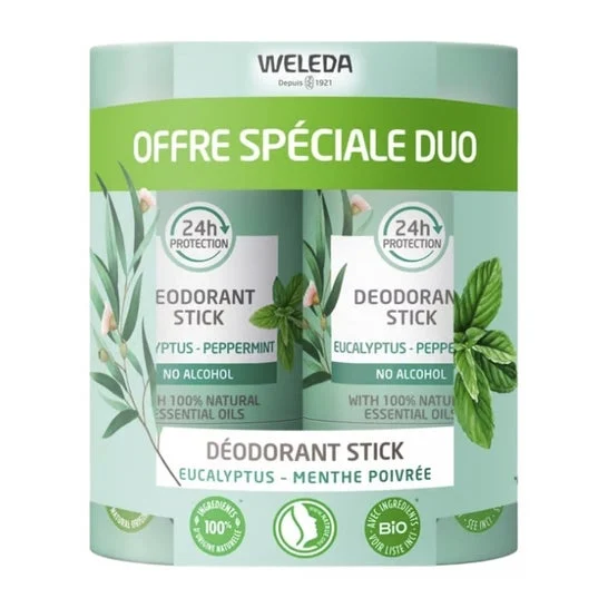 Weleda Desodorante Stick 24H Eucalipto Menta Piperita 2x50g