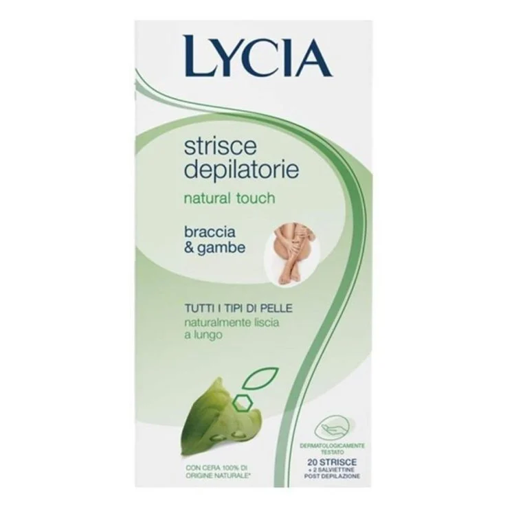 Lycia Natural Touch Strisce Depilatorie Tutti I Tipi Di Pelle Braccia & Gambe 20 Strisce