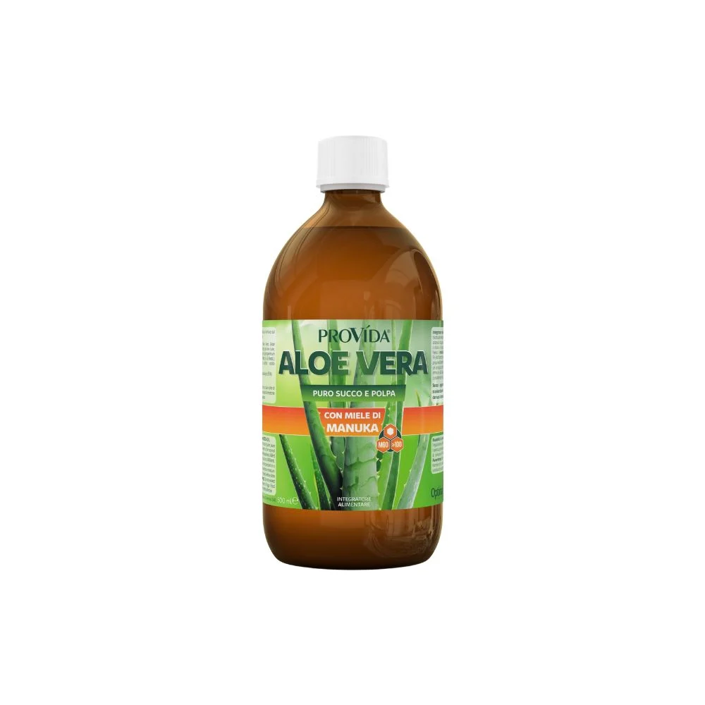 Optima naturals Provida Succo e Polpa di Aloe Vera Biologico con Miele di Manuka, 500 ml