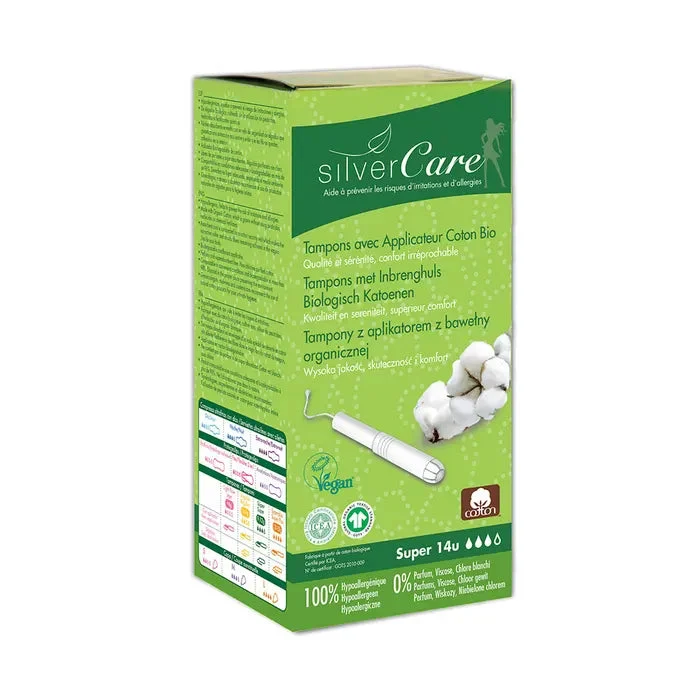 Silver Care Tamponi super in cotone bio Con applicatore x14