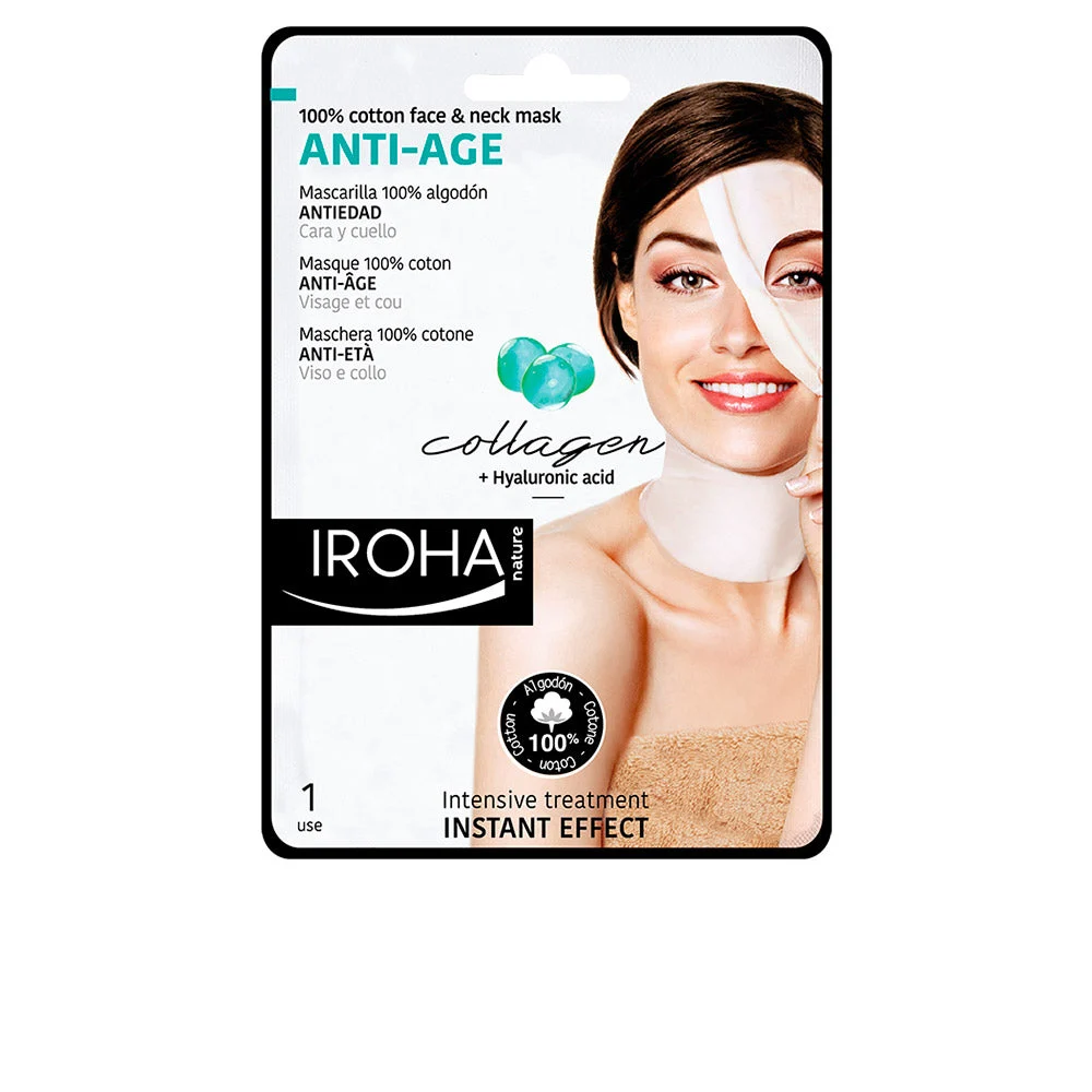 Iroha Nature Anti Age Cotton Maschera Viso e Collo Collagene 1 Unità