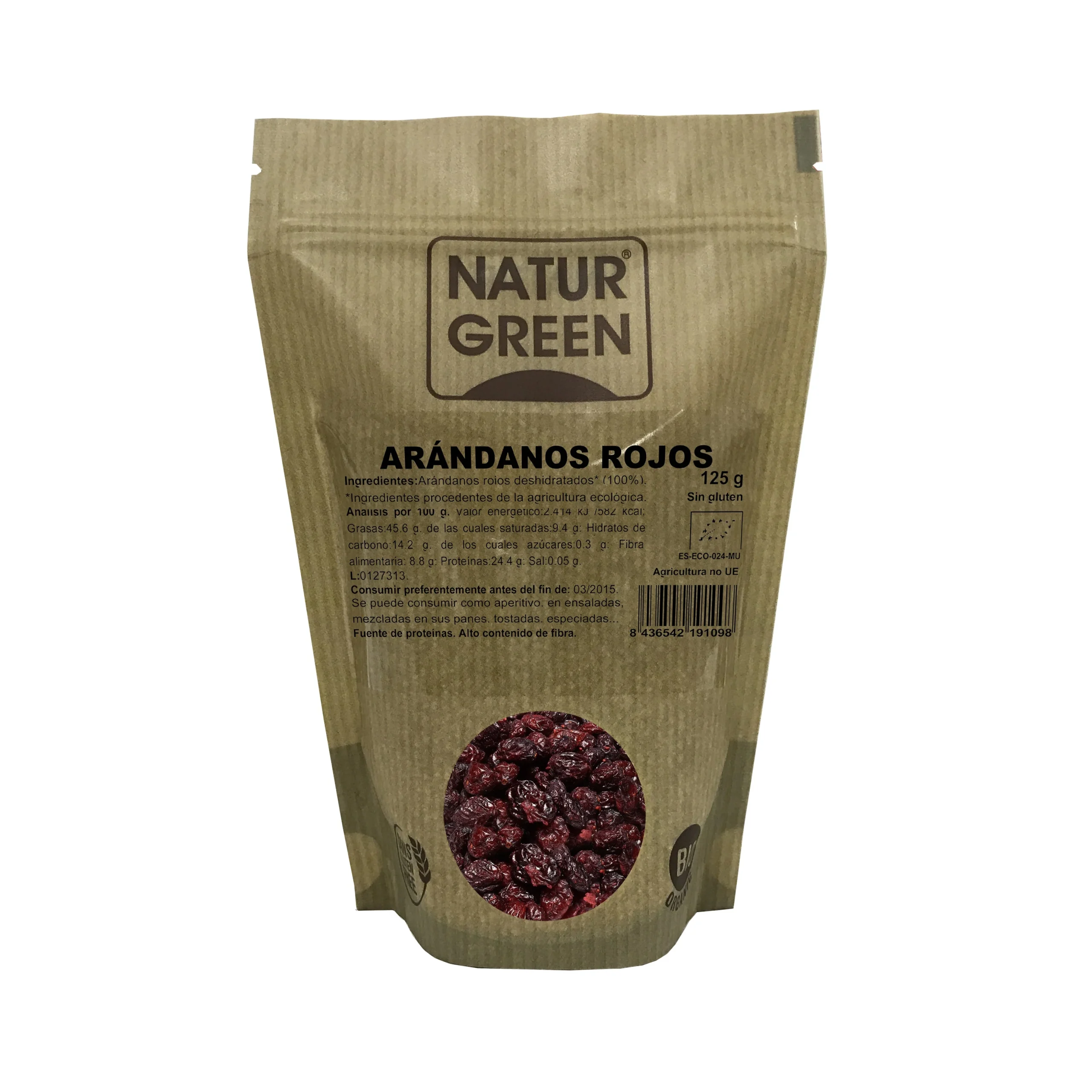 Naturgreen Mirtilli Rossi Rossi Disidratati Biologici 125g