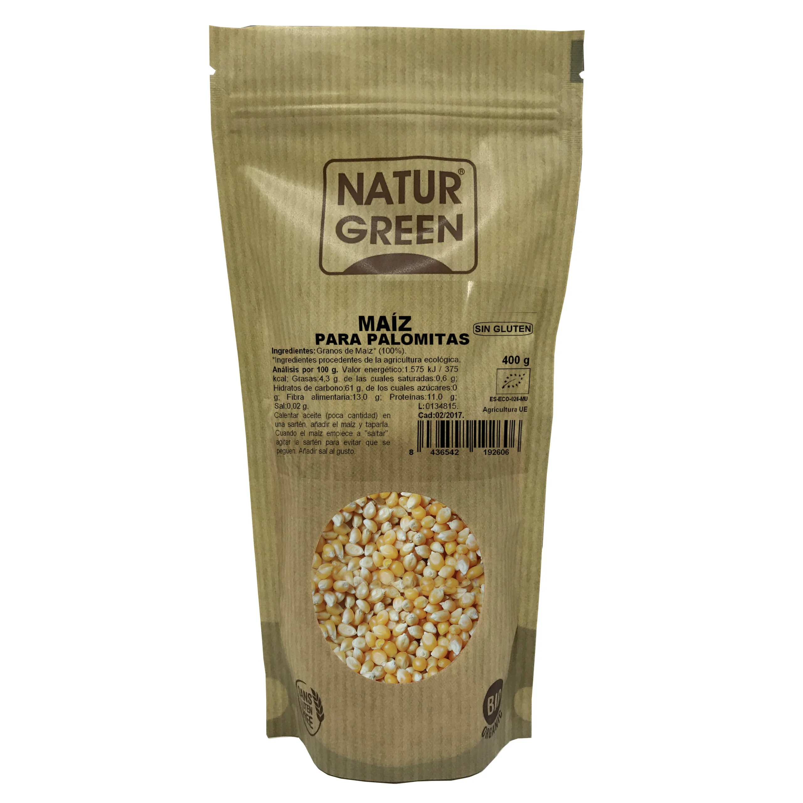 Naturgreen Popcorn Biologici Mais 450 Grs