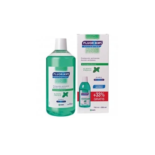 Fluor-Kin collutorio quotidiano anticarie 750ml + 250ml GRATIS