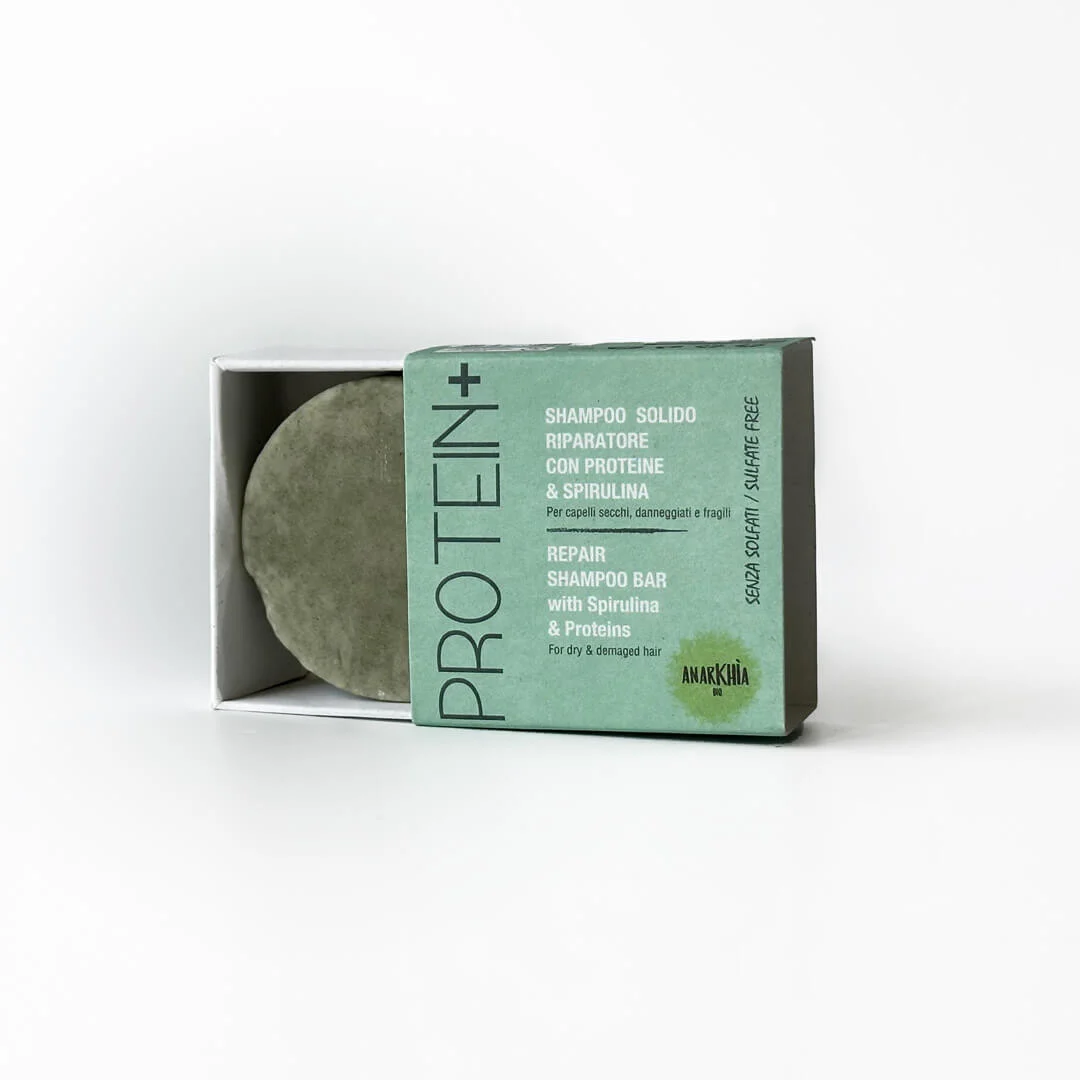 ANARKHIA BIO Protein+ Shampoo Solido Riparatore con Proteine e Spirulina
