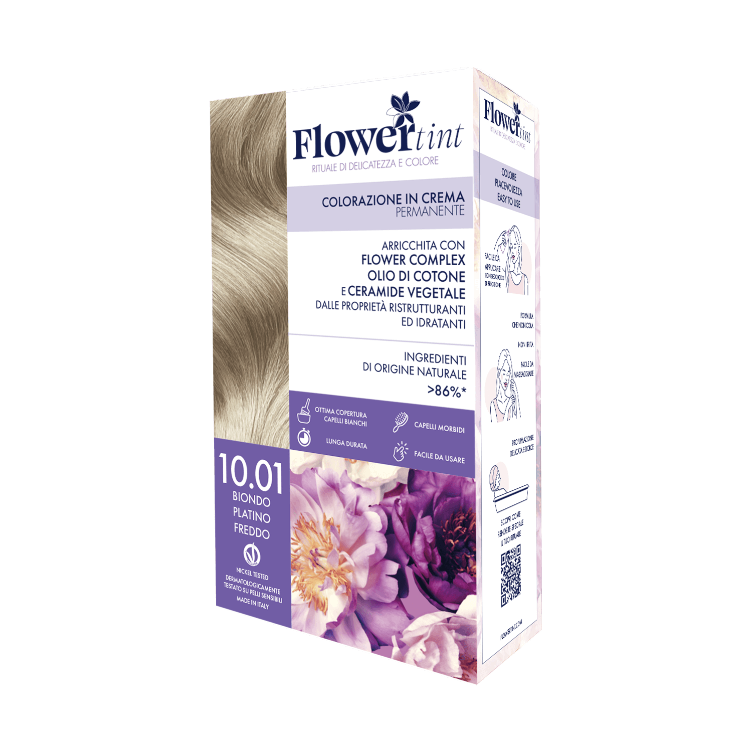 FLOWERTINT Colorazione in Crema Permanente 10.01 Biondo Platino Freddo