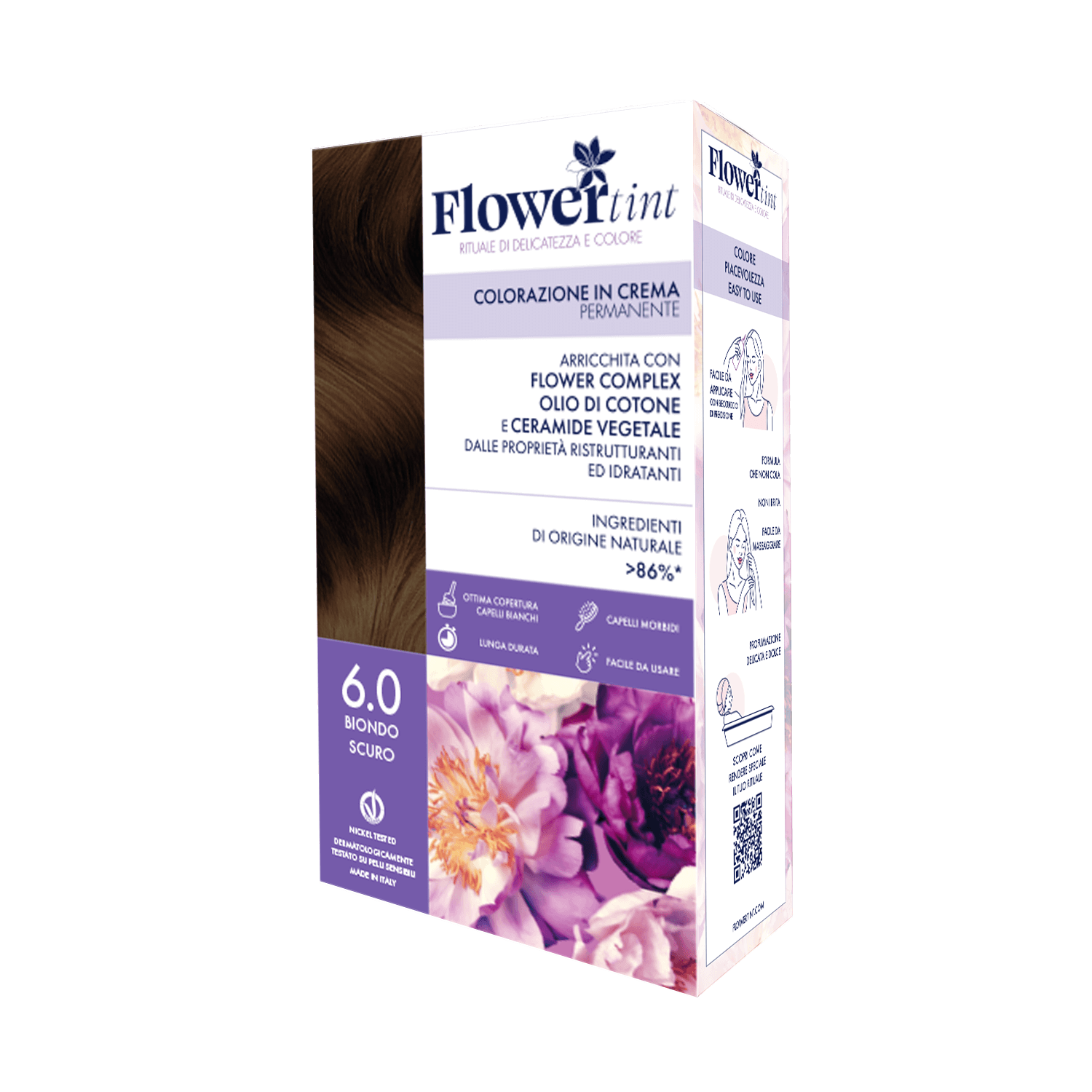 FLOWERTINT Colorazione in Crema Permanente 6.0 Biondo Scuro