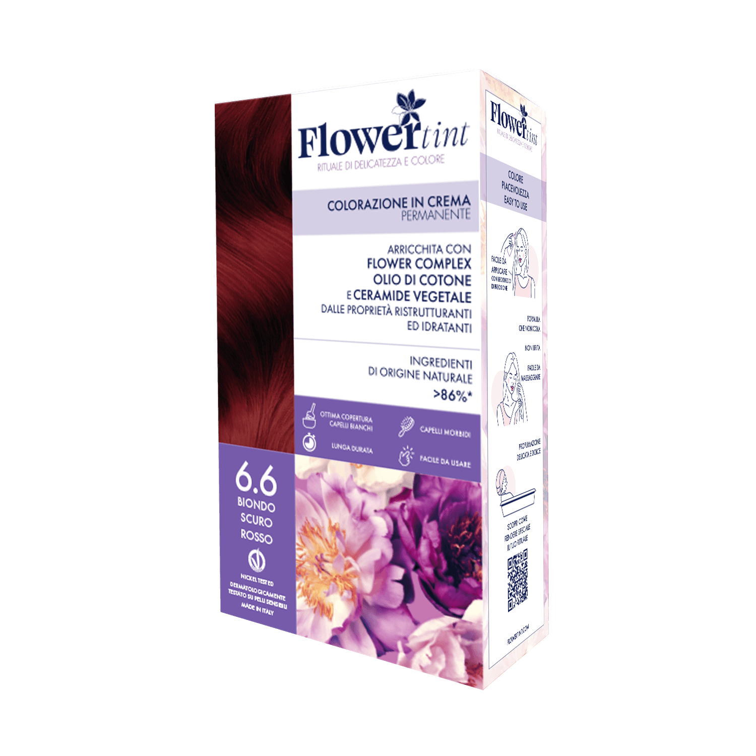 FLOWERTINT Colorazione in Crema Permanente 6.6 Biondo Scuro Rosso