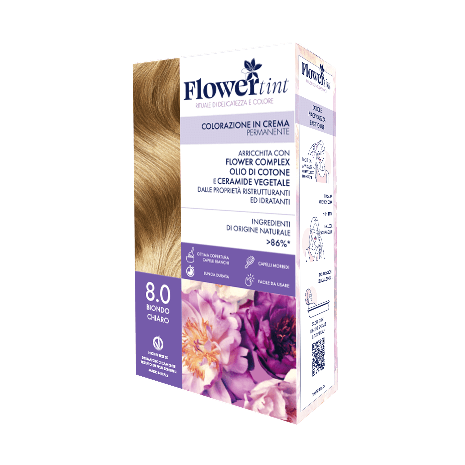 FLOWERTINT Colorazione in Crema Permanente 8.0 Biondo Chiaro