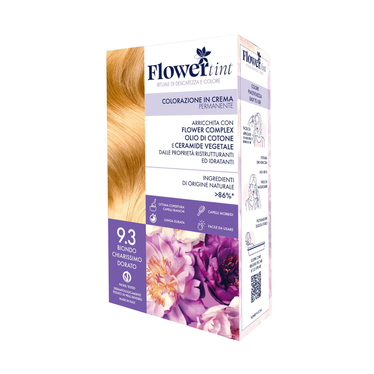 FLOWERTINT Colorazione in Crema Permanente 9.3 Biondo Chiarissimo Dorato