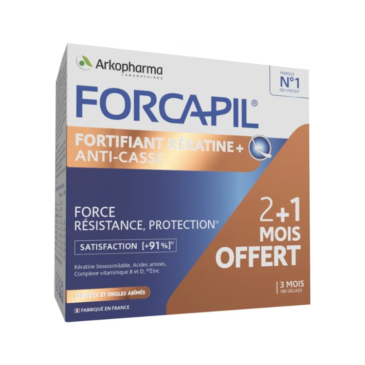 Arkopharma Forcapil Cheratina + Fortificante 3 Mesi Zinco, Vitamina B Capelli e Unghie 180 capsule