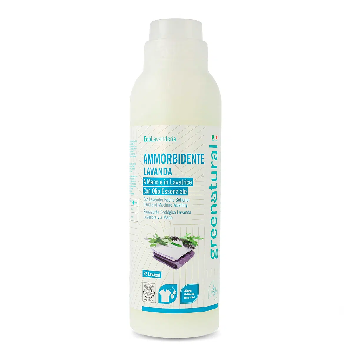 GREENATURAL Ammorbidente a Mano e Lavatrice Lavanda 1 Litro