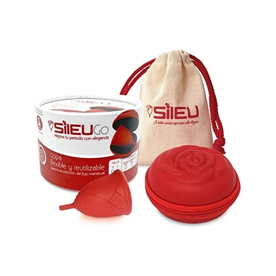 Sileu Go Pack Copa Menstrual Rosa + Estuche Rojo Talla L