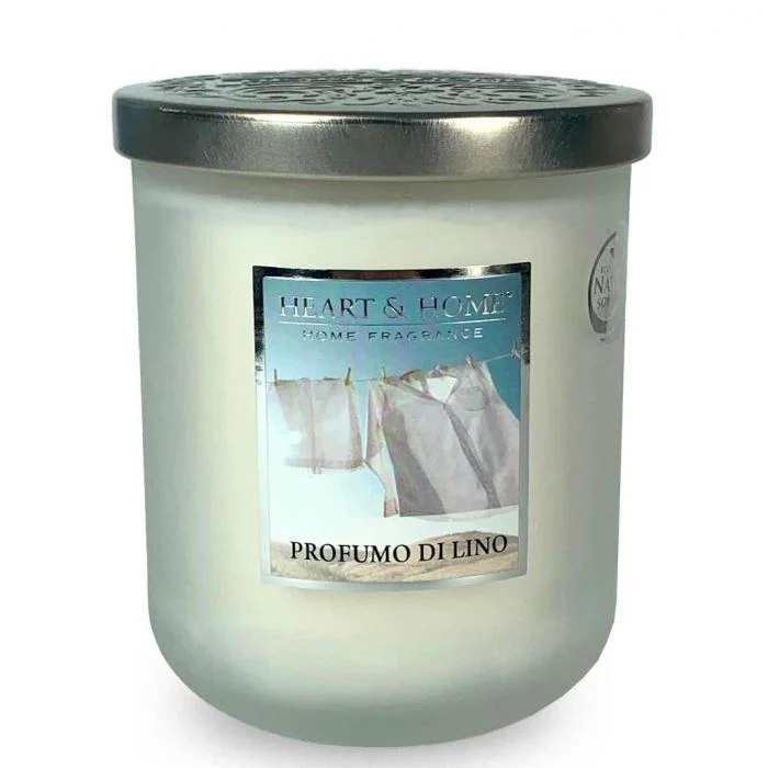 HEART & HOME Candela Piccola 110 gr – Profumo di Lino