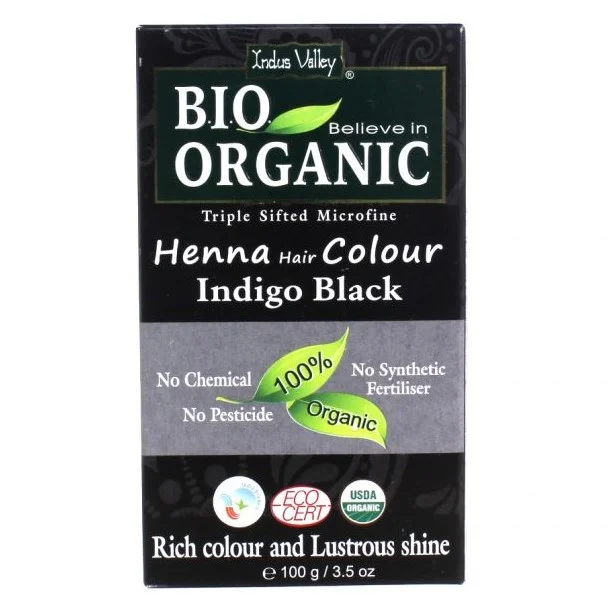 INDUS VALLEY Henna Hair Colour Indigo Black – Tinta Biologica Naturale Nero Intenso