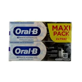 Oral-B Luxe Charbon 3D White Advanced Dentifrice 2x75ml