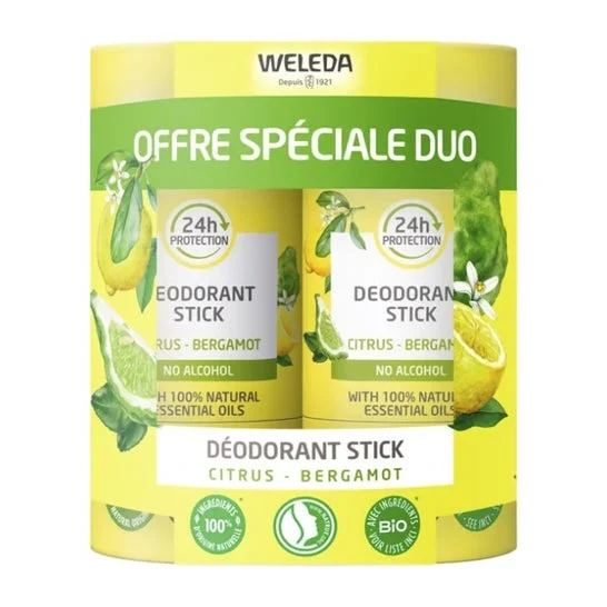 Weleda Desodorante Stick 24H Citrus Bergamota 2x50g