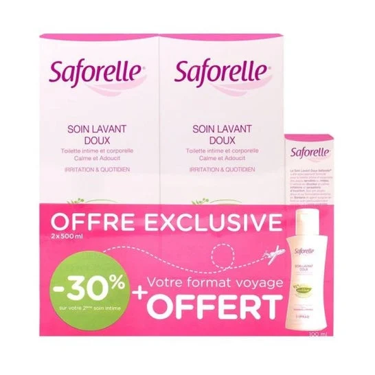 Saforelle Gentle Cleansing Care Intimo Pulizia intima 500ml lotto di 2 + 100ml gratis