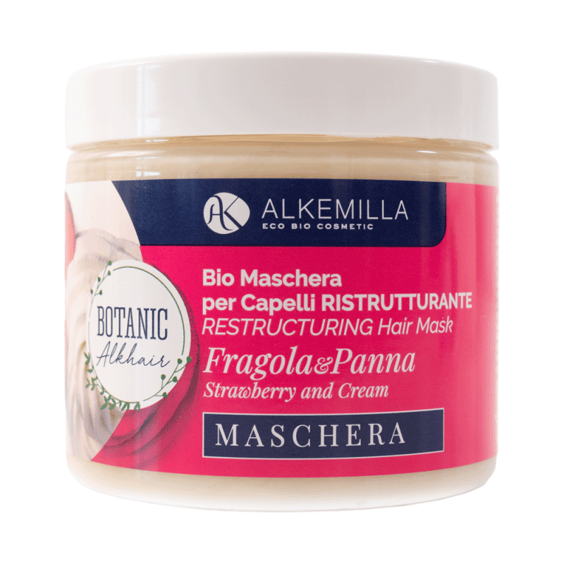 ALKEMILLA Bio Maschera Capelli Ristrutturante Fragola e Panna