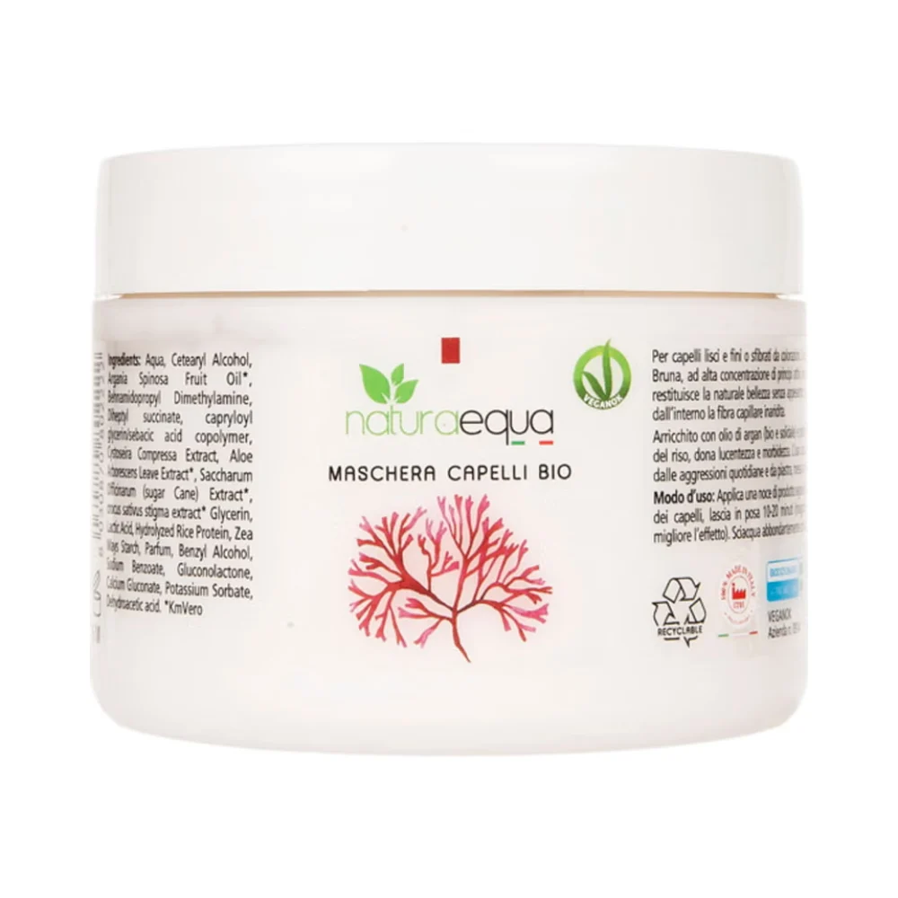 Naturaequa Maschera Capelli Alga Ristrutturante Bruna, 250 Ml