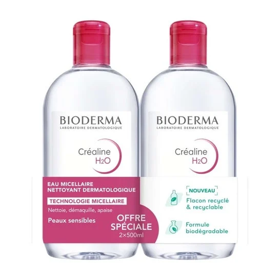 Bioderma Crealine H2O Sun Soothing Cleanser Free Perfume 2x500 ml