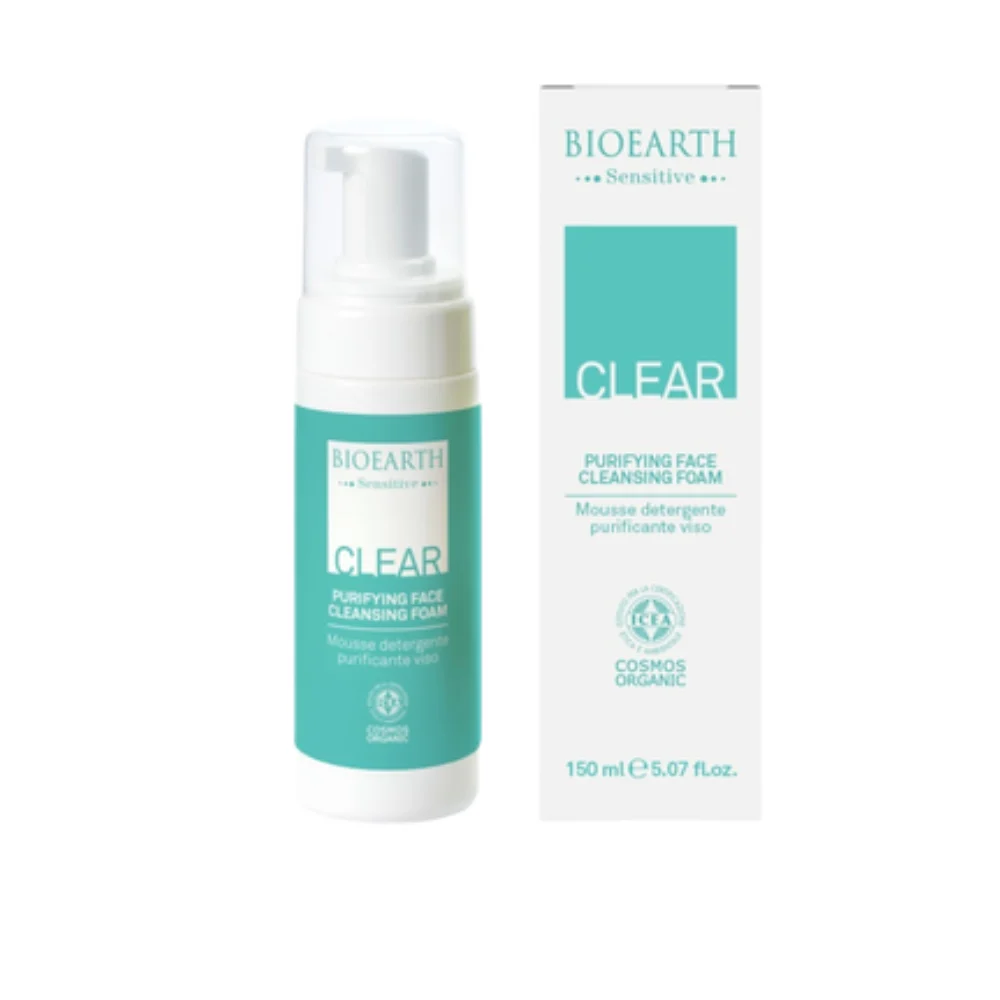 Bioearth Sensitive Clear Mousse Detergente Purificante Viso, 150 ml