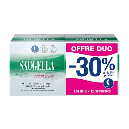 Saugella Toallas de Algodón Noche 2 12uds