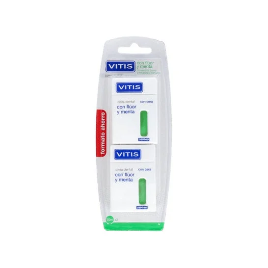 Nastro dentale Vitis® con cera, fluoro e menta 50m+50m