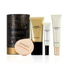 Atashi Set DD Cream Medio + Contorno + Iluminador + Brocha