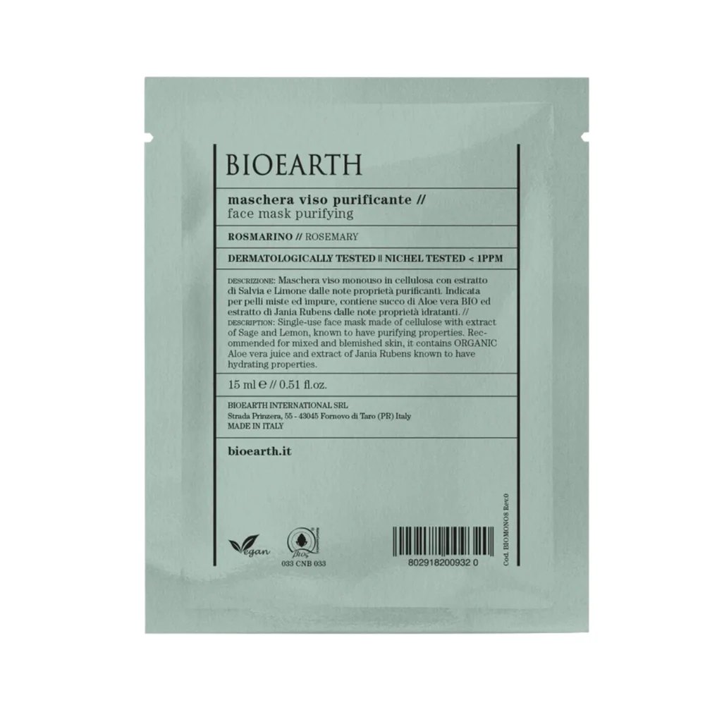 Bioearth Maschera Viso Purificante 15 ml